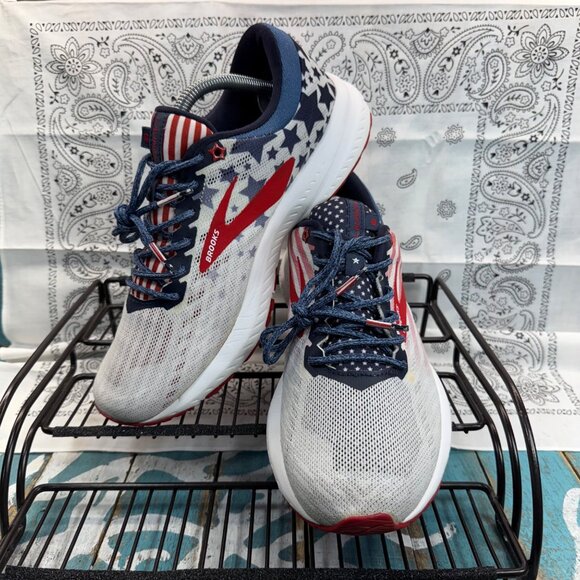 Brooks Red, White, and Blue Athletic Shoes - Picture 2 of 11